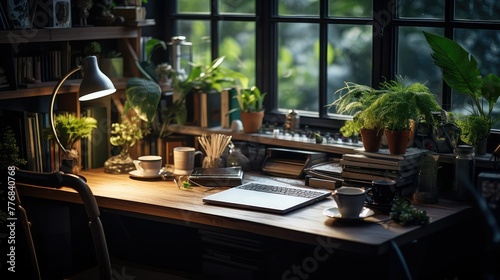 modern dark desk photo