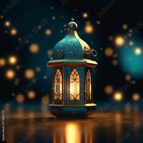 Eid mubarak and ramadan kareem greetings with islamic lantern and mosque. Eid al fitr background