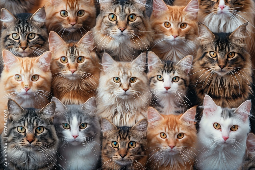 Fototapeta premium many cats pattern for a pet day