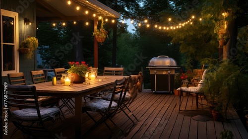 rustic patio with lights