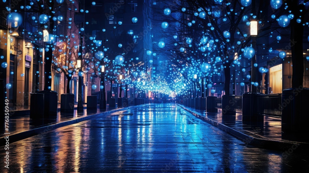 street blue christmas lights