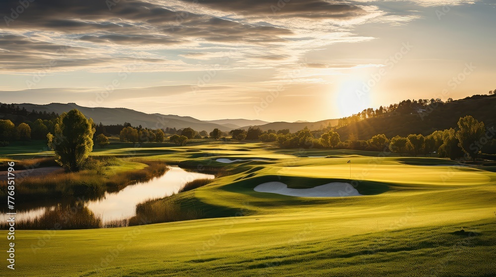 setting sunny golf course