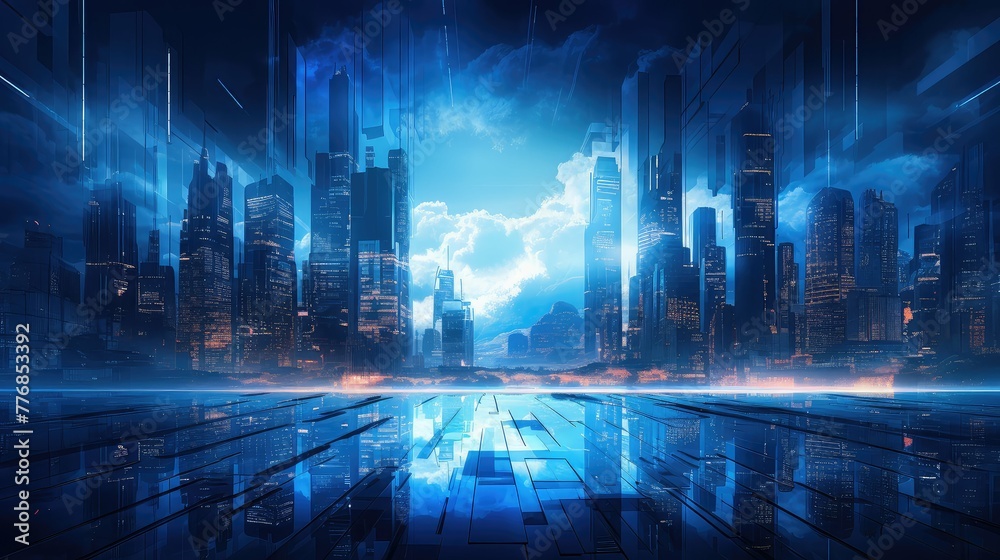 skyscrapers blue abstract tech skyscrapers blue abstract tech