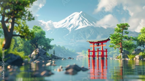 A polygonal representation of Japan's landscape in 3D form