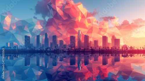 The skyline of tomorrow's low poly 3D city is a canvas of creativity, shaping the future