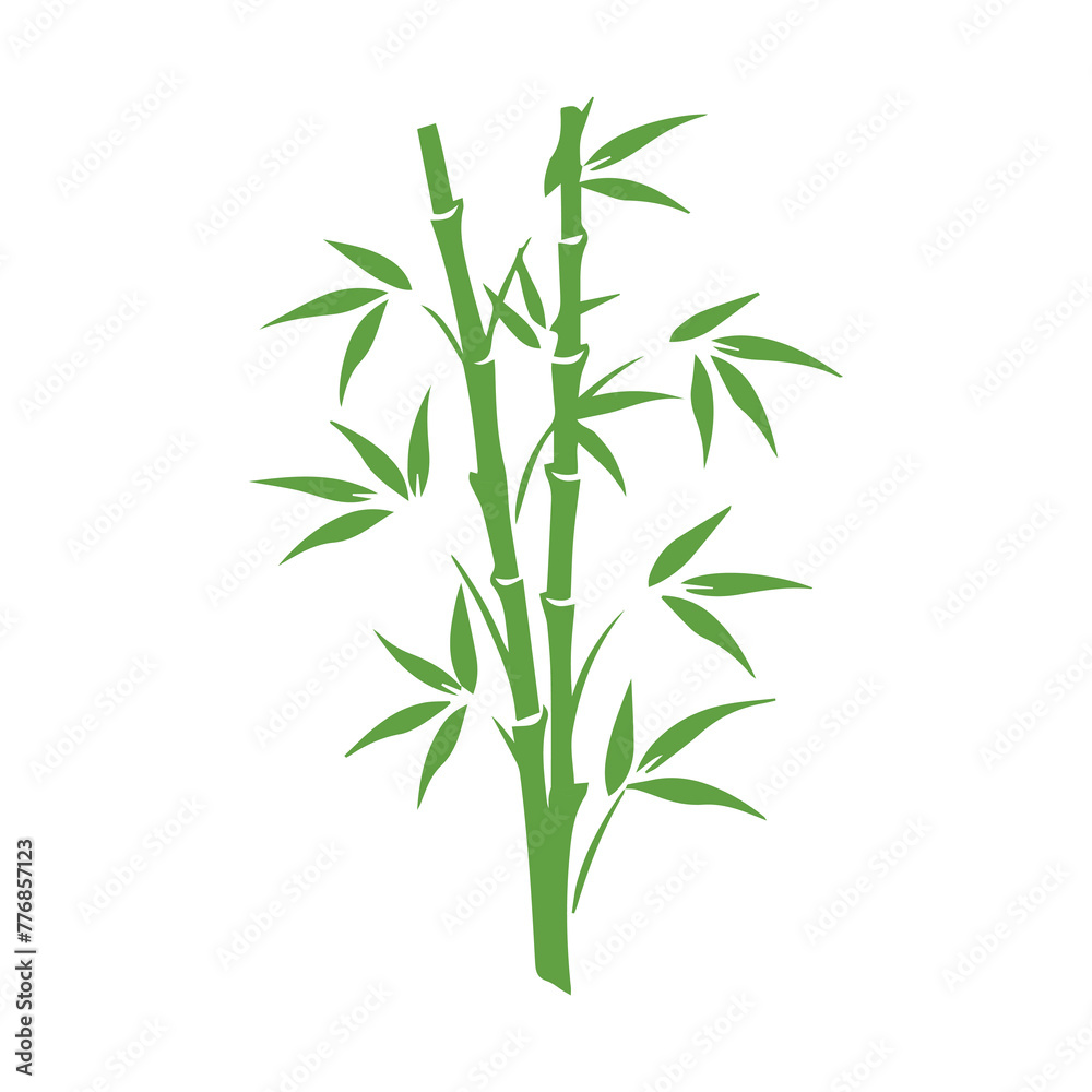 Bamboo leaves icon over white background, silhouette style, vector illustration
