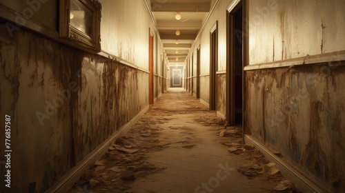vintage blurred hallway interior