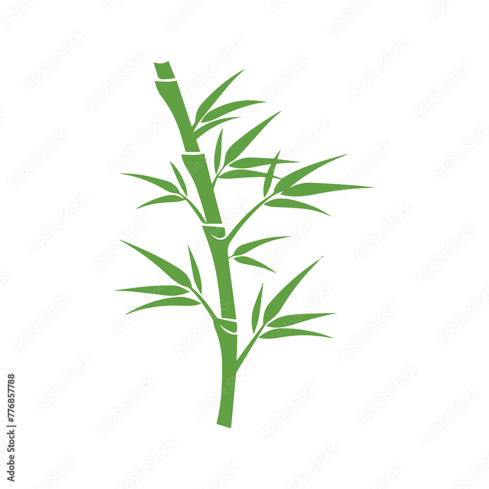 Bamboo leaves icon over white background, silhouette style, vector illustration Bamboo leaves icon over white background, silhouette style, vector illustration