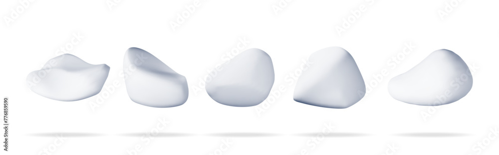 3D Set of Rock Stone Isolated on White. Render Collection of Stones and Rocks in Various Sizes. Set of Different Boulders. Realistic Vector Illustration 3D Set of Rock Stone Isolated on White. Render Collection of Stones and Rocks in Various Sizes. Set of Different Boulders. Realistic Vector Illustration