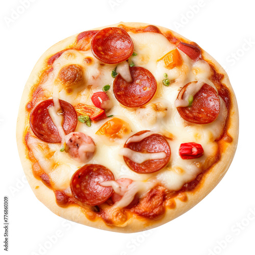Mini pizza isolated on transparent background Remove png, Clipping Path, pen tool © Vector Nazmul