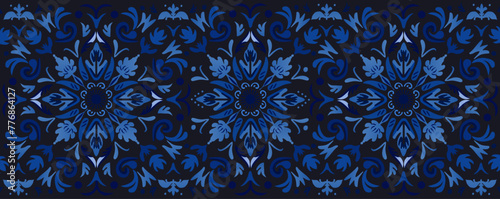 PATRON FLORAL ABSTRACTO COLOR AZUL 