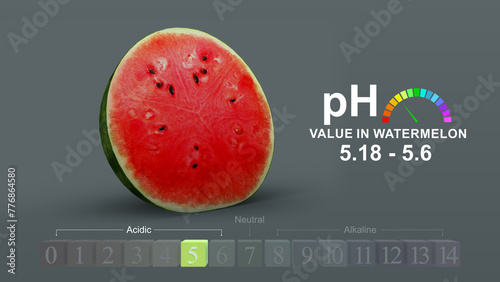 pH value in watermelon 3d illustration