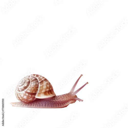 A snail close up on a transparent background