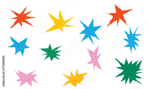 Set of jagged irregular stars shape. Cut out of paper for collages. Grunge elements for design. Vector isolated EPS 10