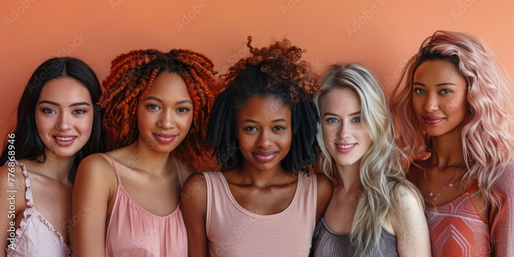 A group of women with different hair colors and styles are posing for a photo