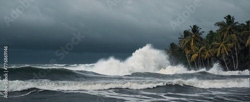 A huge tsunami wave will soon hit the shore photo