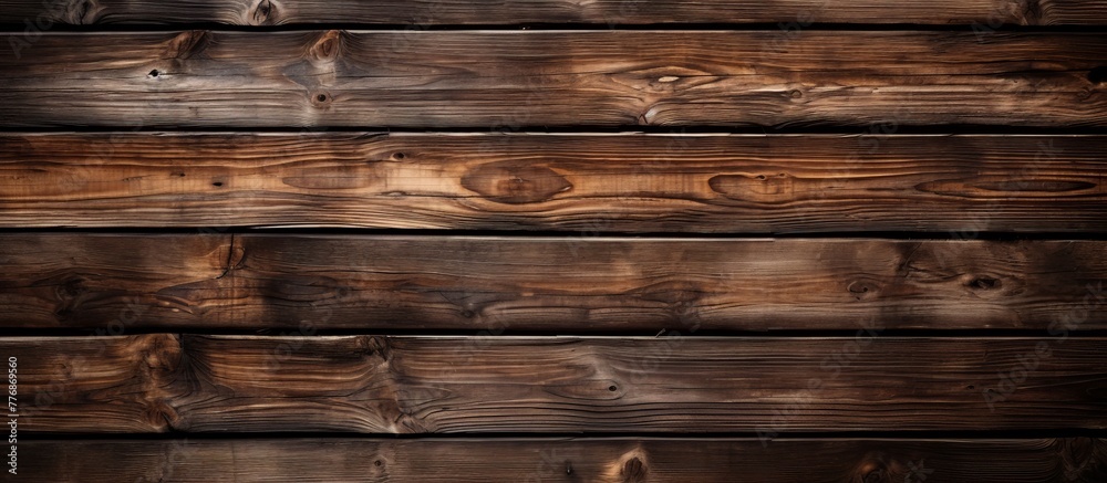 Obraz premium Wooden wall in focus with numerous planks creating a rustic and textured background