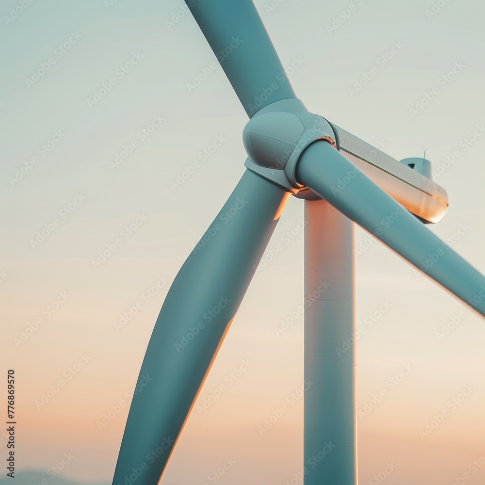 Harnessing nature's force, a close-up captures wind turbine blades against a clear sky, exemplifying renewable energy solutions. Harnessing nature's force, a close-up captures wind turbine blades against a clear sky, exemplifying renewable energy solutions.