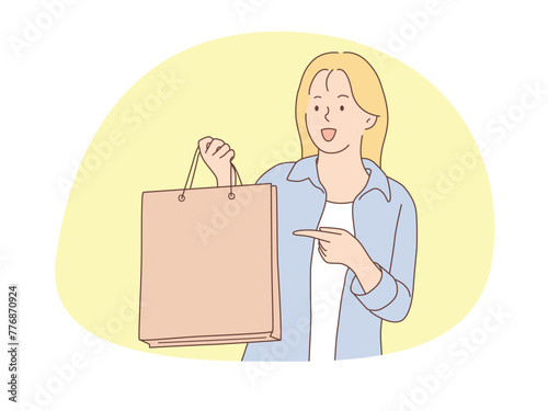 illustration of a woman using a shopping bag