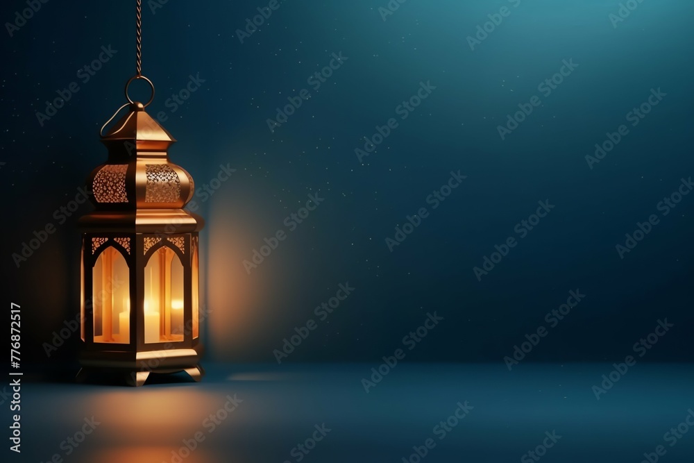 Fototapeta premium Eid mubarak and ramadan kareem greetings with islamic lantern and mosque. Eid al fitr background