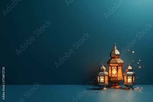 Eid mubarak and ramadan kareem greetings with islamic lantern and mosque. Eid al fitr background