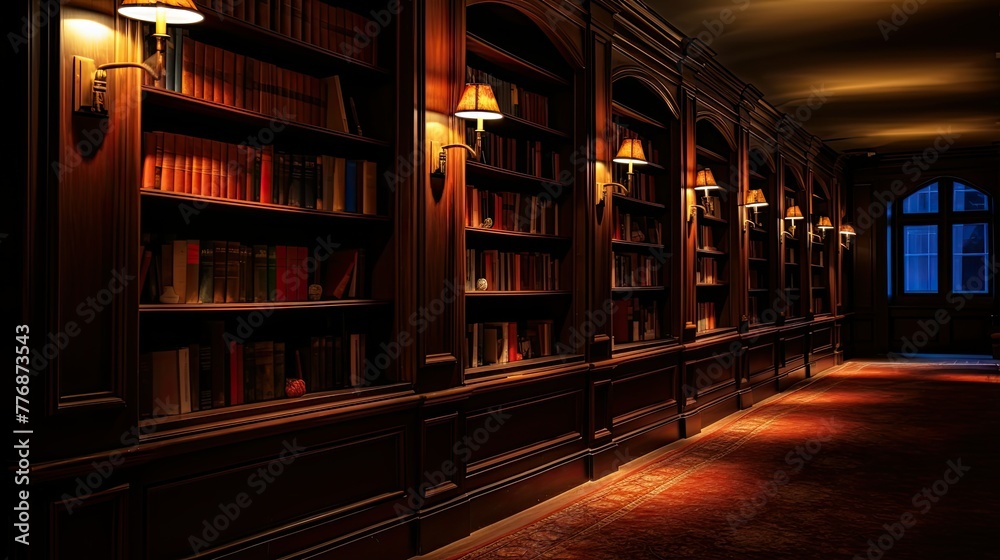 corridor library dark