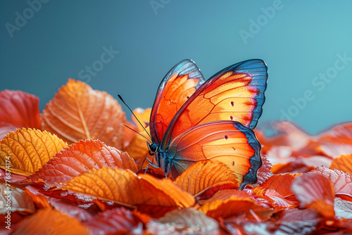 Autumn Butterfly, Seasonal Change Style, Natural Beauty Concept, Suitable for Nature Magazines, Fall Season Decor, Educational Science Materials, Copy Space