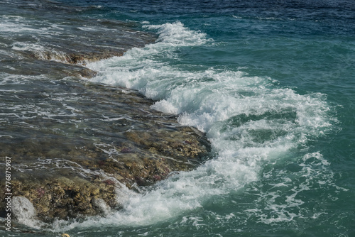 waves at the coral reef during a storm