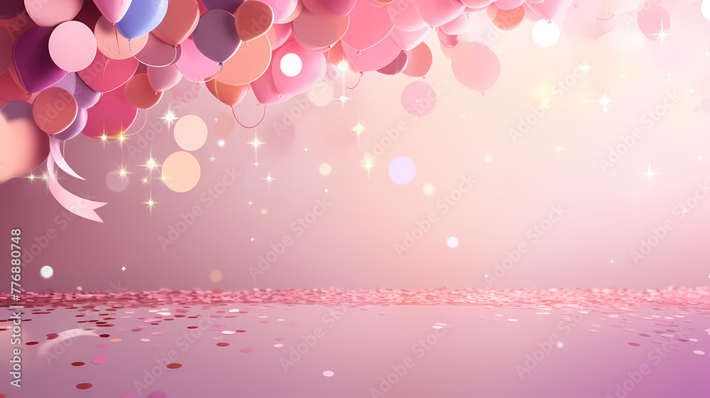 Pink party background with confetti