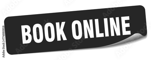 book online sticker. book online label