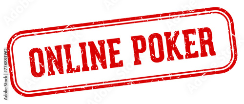 online poker stamp. online poker rectangular stamp on white background