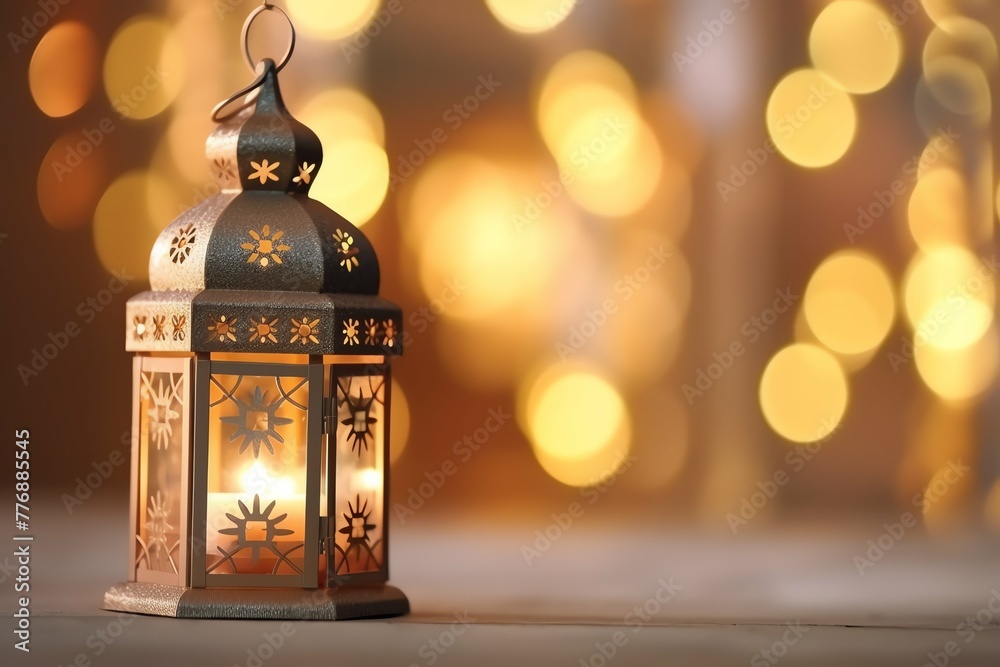 Eid mubarak and ramadan kareem greetings with islamic lantern and mosque. Eid al fitr background