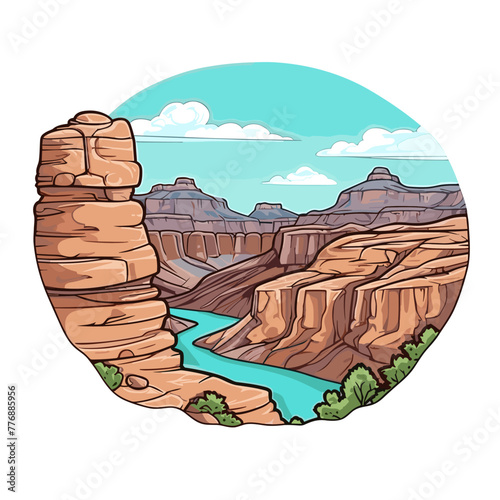 Grand Canyon. Grand Canyon hand-drawn comic illustration. Vector doodle style cartoon illustration