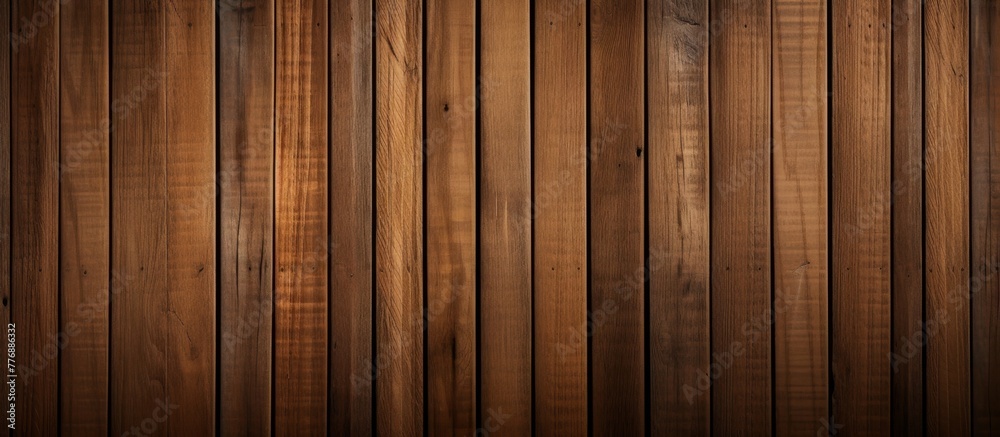Obraz premium Close-up view showcasing a wooden wall illuminated by a light fixture mounted on its surface
