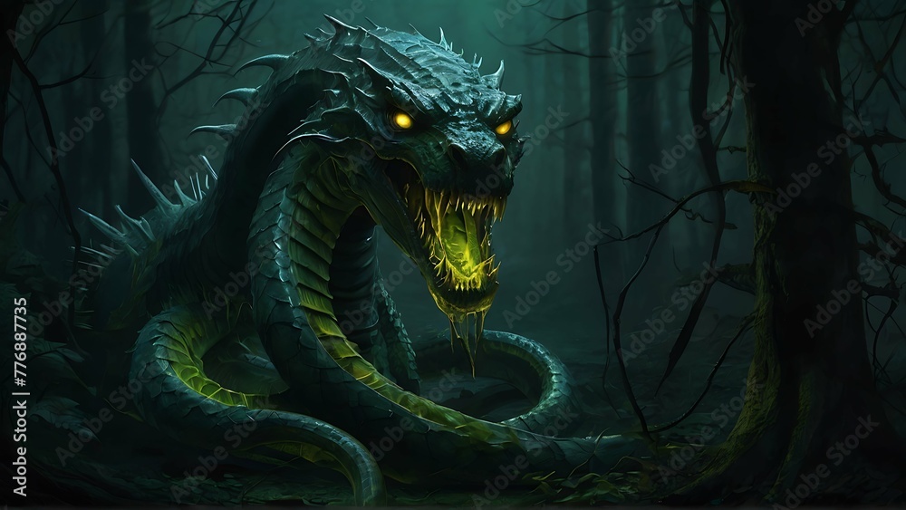 In the eerie depths of a haunted forest, a helical hunter emerges, its ...