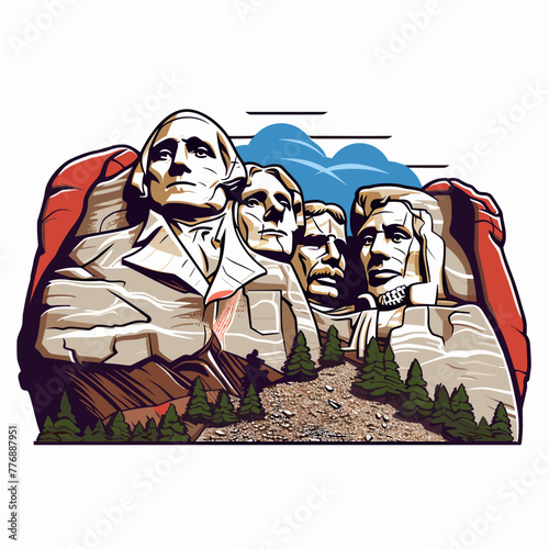 Mount Rushmore. Mount Rushmore hand-drawn comic illustration. Vector doodle style cartoon illustration
