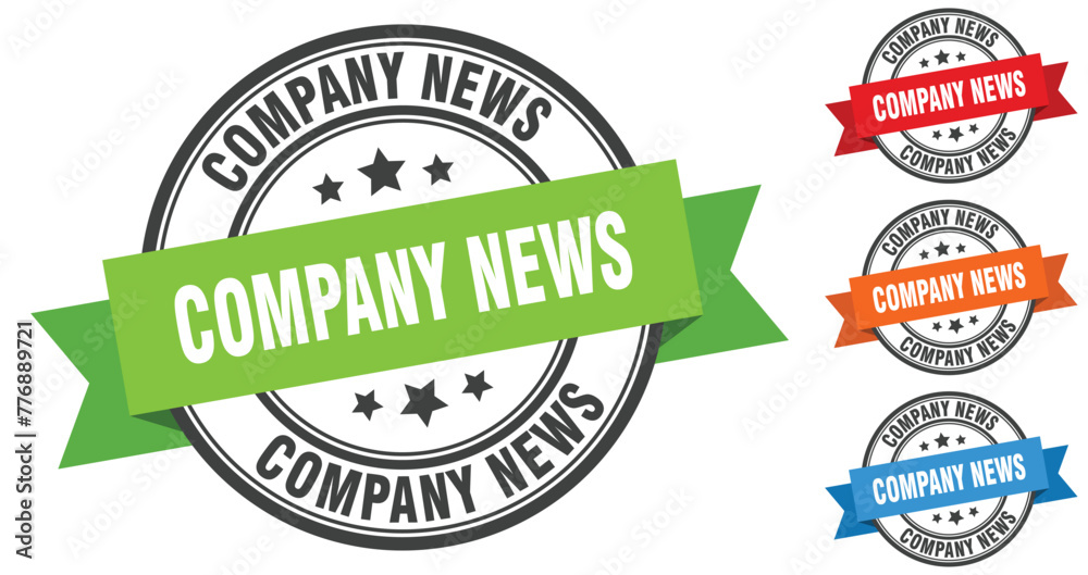 company news stamp. round band sign set. label