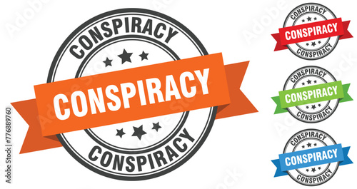 conspiracy stamp. round band sign set. label