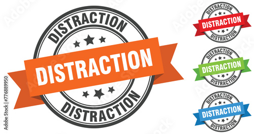 distraction stamp. round band sign set. label