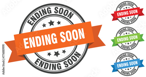 ending soon stamp. round band sign set. label