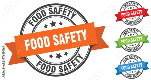 food safety stamp. round band sign set. label