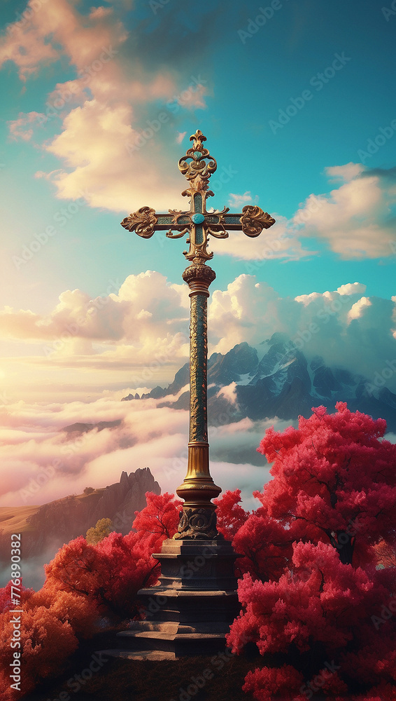 Obraz premium cross on the sky