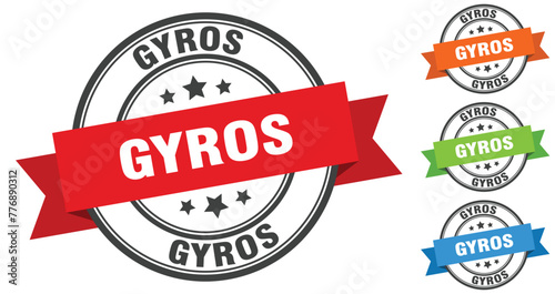 gyros stamp. round band sign set. label