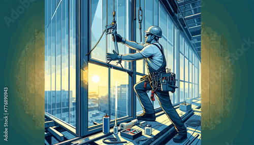 Construction site related concept vector illustration