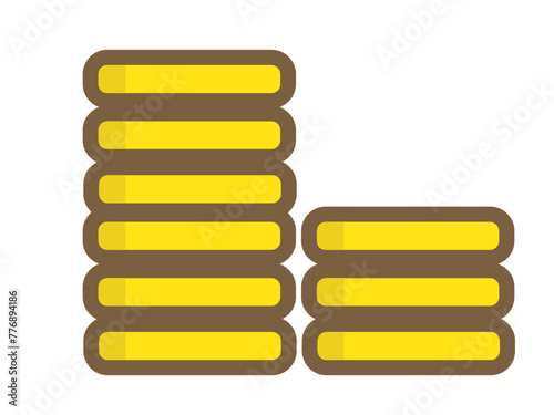 積み重なったお金。小銭。ベクターイラスト