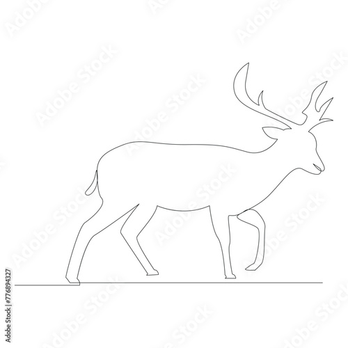 Deer one line art drawing minimalist design vector and illustration