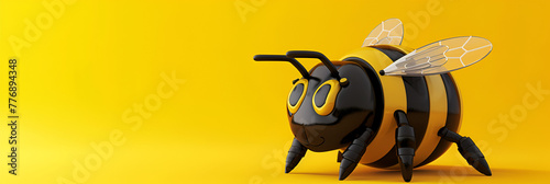 A cartoon figure of a bee with a yellow and black head and eyes,Adorable Bee Character Design with Vibrant  Colors photo
