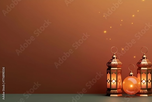 Eid mubarak and ramadan kareem greetings with islamic lantern and mosque. Eid al fitr background