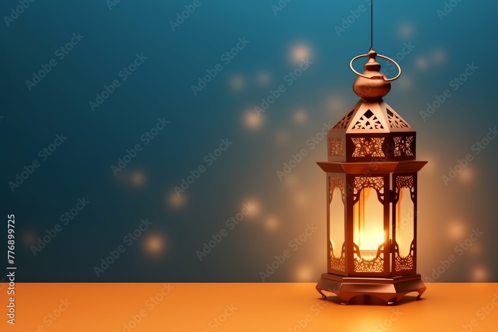 Eid mubarak and ramadan kareem greetings with islamic lantern and mosque. Eid al fitr background