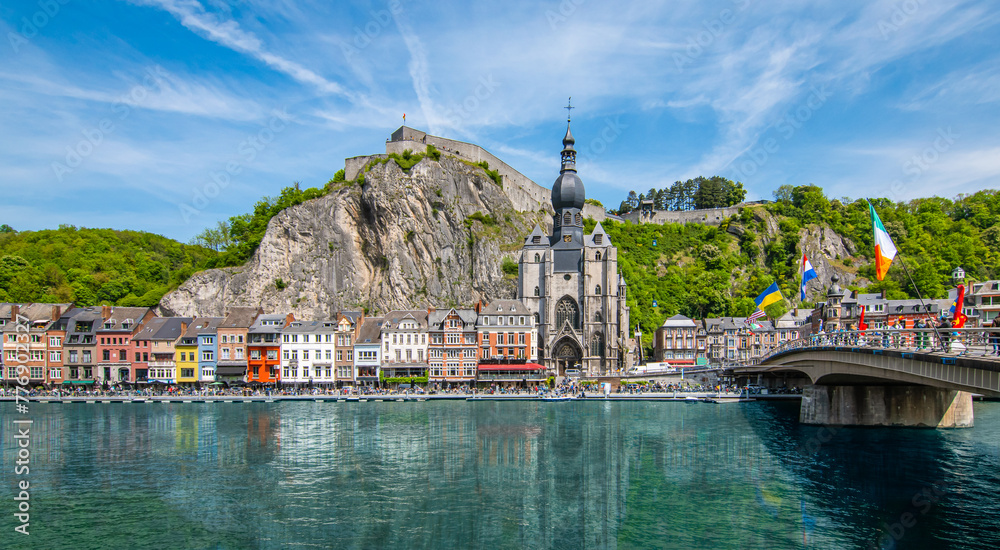 View of the old town of Dinant, Belgium. - obrazy, fototapety, plakaty 